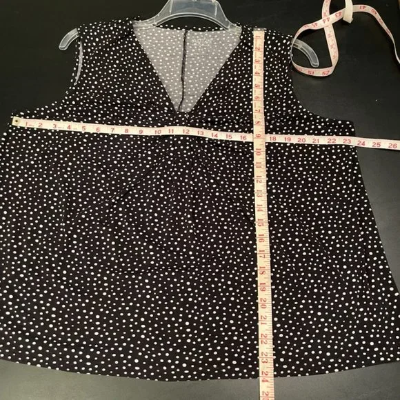 APT 9 Black White Polka Dot Tank Top Knotted V-Neck Sleeveless Plus Size 1X - Picture 11 of 11